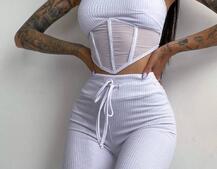 Трикотажный комплект: корсетный топ на косточках + леггинсы | PUSHKA SHOP