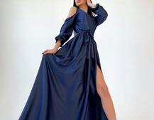 Шелковое платье макси с разрезом  | PUSHKA SHOP