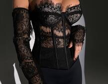 Комплект: мереживний корсет з чашечками + легінси зі штрипками + піджак     | PUSHKA SHOP