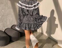 Сукня з квітковим принтом декорована мереживом    | PUSHKA SHOP