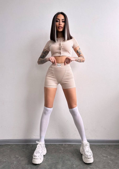 Комплект: топ на ґудзиках + велосипедки | PUSHKA SHOP