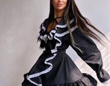 Котонова сукня декорована мереживом Котонова сукня декорована мереживом | PUSHKA SHOP