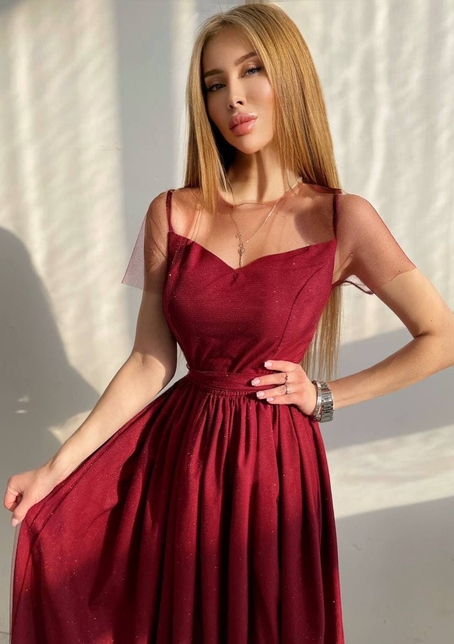 Платье-макси из сетки   с блестками | PUSHKA SHOP