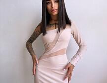 Сукня міді  із вставками сітки  | PUSHKA SHOP