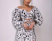 Комплект: топ із зав'язками на талії + спідниця міді з розрізом Комплект: топ із зав'язками на талії + спідниця міді з розрізом | PUSHKA SHOP