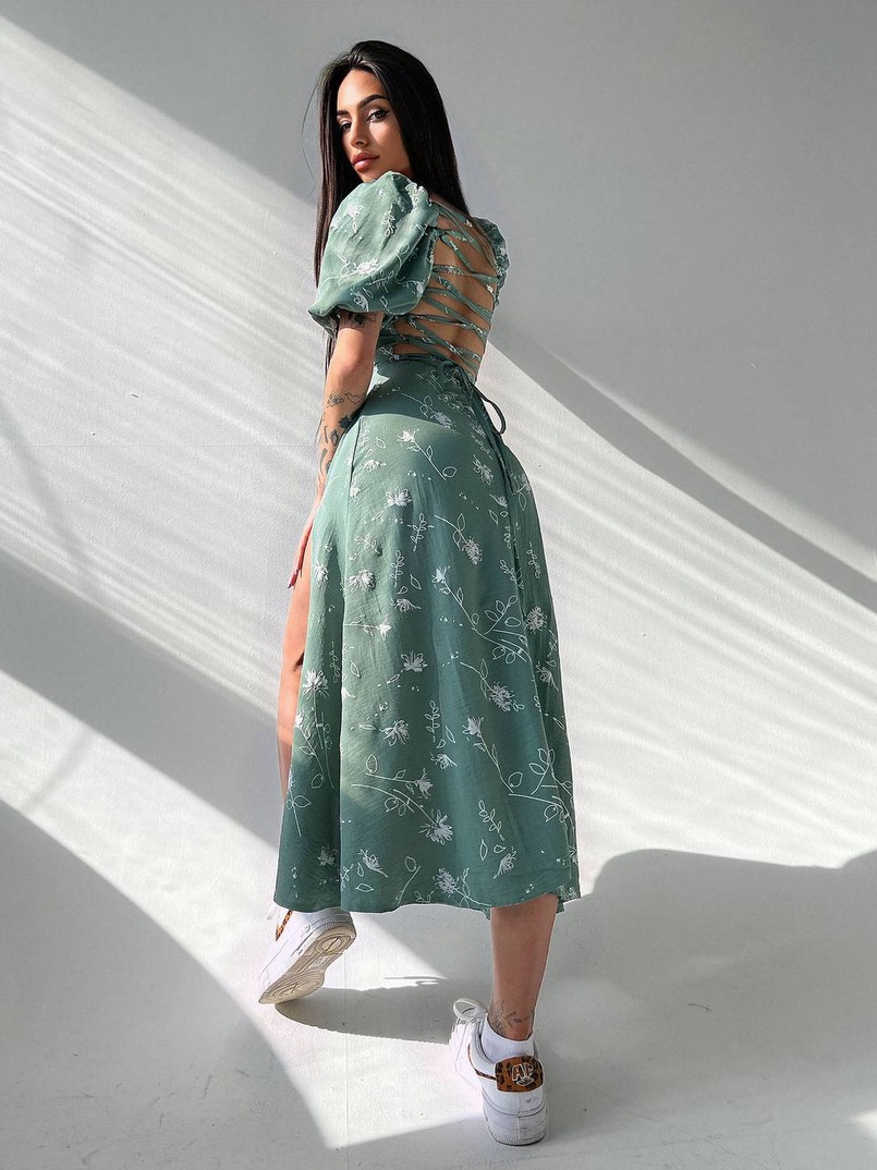 Платье миди со шнуровкой на спинке  Платье миди со шнуровкой на спинке  | PUSHKA SHOP