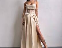 Атласний комплект: корсет + спідниця максі  | PUSHKA SHOP