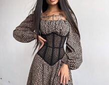 Приталена сукня з принтом  + прозорий корсет Приталена сукня з принтом  + прозорий корсет | PUSHKA SHOP