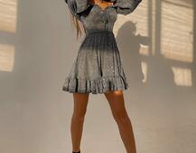 Блискуча сукня з оборками та чашками з ефектом push up Блискуча сукня з оборками та чашками з ефектом push up | PUSHKA SHOP