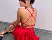 Шовкова сукня з пишною спідницею та шнурівкою на спинці | PUSHKA SHOP