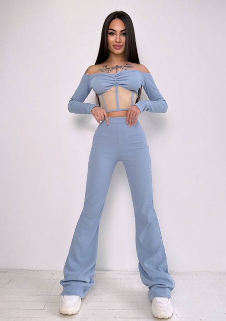 Комплект : штани кльош і топ з елементами корсету  | PUSHKA SHOP