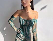 Сукня міні зі шлейфом та рукавичками | PUSHKA SHOP