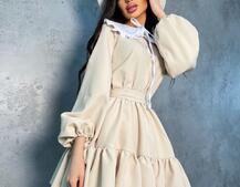 Платье со съёмным воротничком и подъюбником   | PUSHKA SHOP