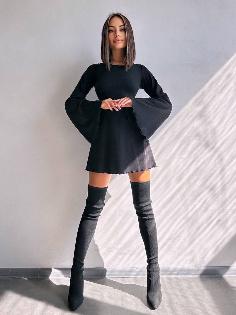 Трикотажна сукня зі шнурівкою на спинці    | PUSHKA SHOP