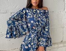 Цветочный ромпер с расклешенными рукавами  Цветочный ромпер с расклешенными рукавами  | PUSHKA SHOP