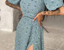 Платье миди со шнуровкой на спинке  | PUSHKA SHOP