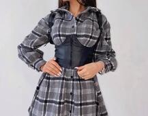 Тёплое байковое платье-рубашка в клетку Тёплое байковое платье-рубашка в клетку | PUSHKA SHOP