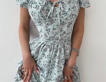 Платье мини с корсетной вставкой на талии с косточками  | PUSHKA SHOP