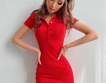 Трикотажное облегающее платье поло с разрезом  | PUSHKA SHOP