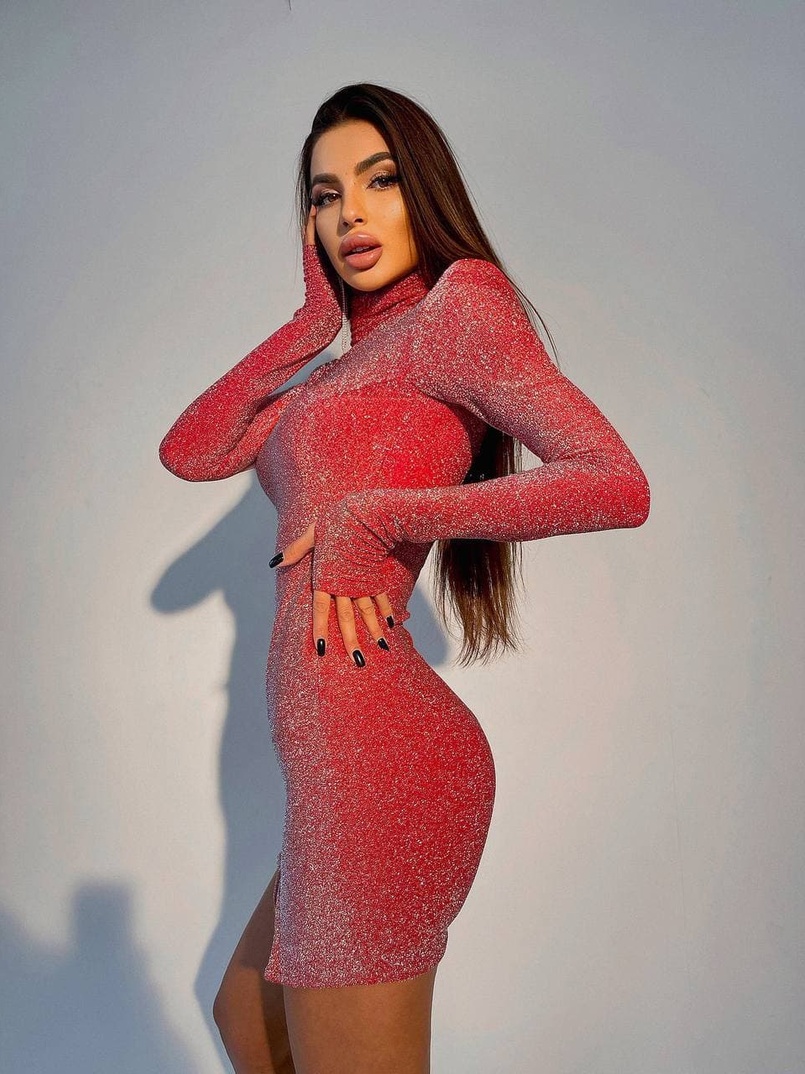 Платье-мини с подплечниками из люрекса Платье-мини с подплечниками из люрекса | PUSHKA SHOP