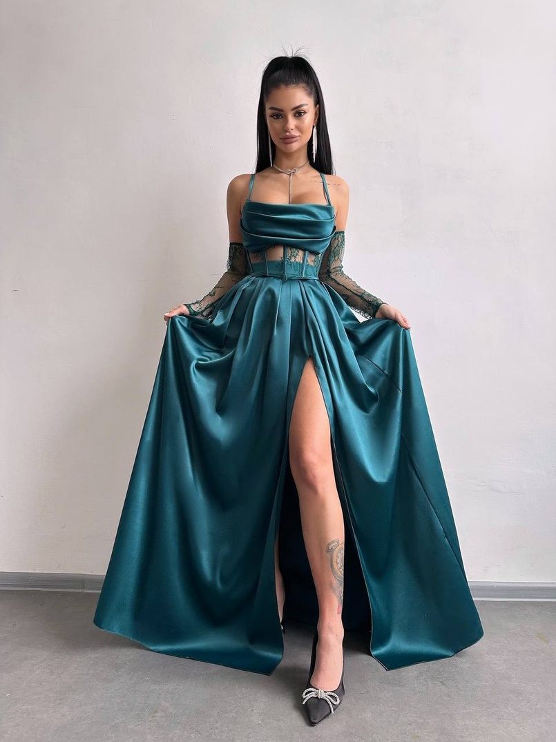 Атласний комплект: корсет + спідниця максі  | PUSHKA SHOP