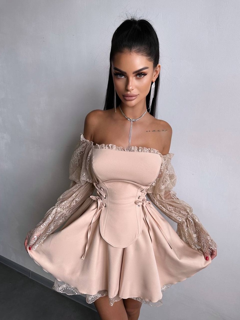 Сукня з корсетом декорована мереживом  | PUSHKA SHOP