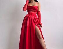 Атласний комплект: корсет + спідниця максі  | PUSHKA SHOP