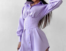 Платье-рубашка с корсетом на косточках со шнуровкой | PUSHKA SHOP