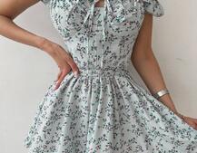 Платье мини с корсетной вставкой на талии с косточками  | PUSHKA SHOP