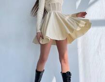 Приталена сукня з корсетною вставкою та спідницею-сонцем Приталена сукня з корсетною вставкою та спідницею-сонцем | PUSHKA SHOP