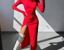 Трикотажна сукня міді зі шнурівкою на спинці Трикотажна сукня міді зі шнурівкою на спинці | PUSHKA SHOP