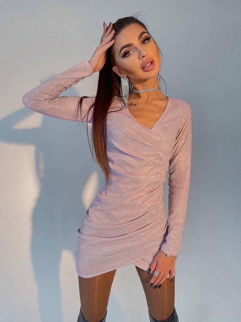 Блестящее платье со сборкой Блестящее платье со сборкой | PUSHKA SHOP