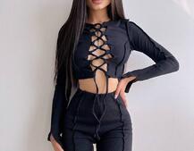 Комплект: топ зі шнурівкою на грудях + легінси | PUSHKA SHOP