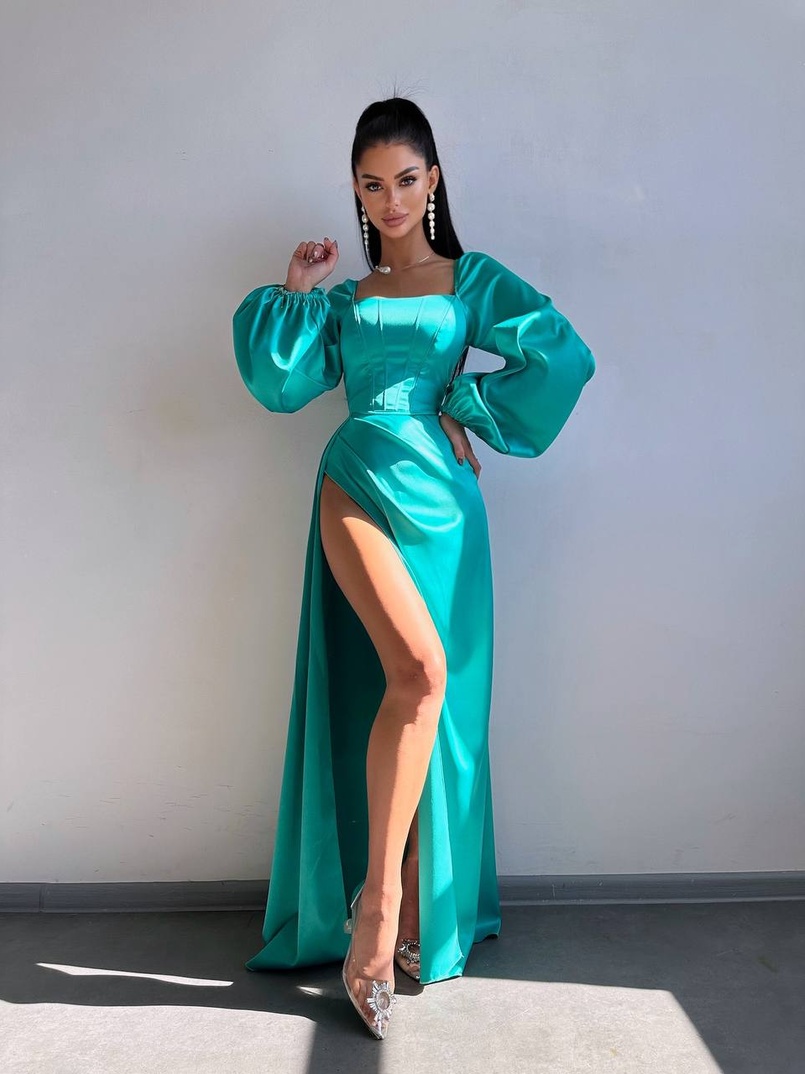 Атласний комплект: корсет + спідниця  максі з драпіруванням | PUSHKA SHOP