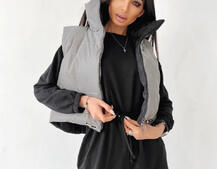 Комплект: комфортный трикотажный комбинезон   укорочённый двухсторонний жилет  | PUSHKA SHOP