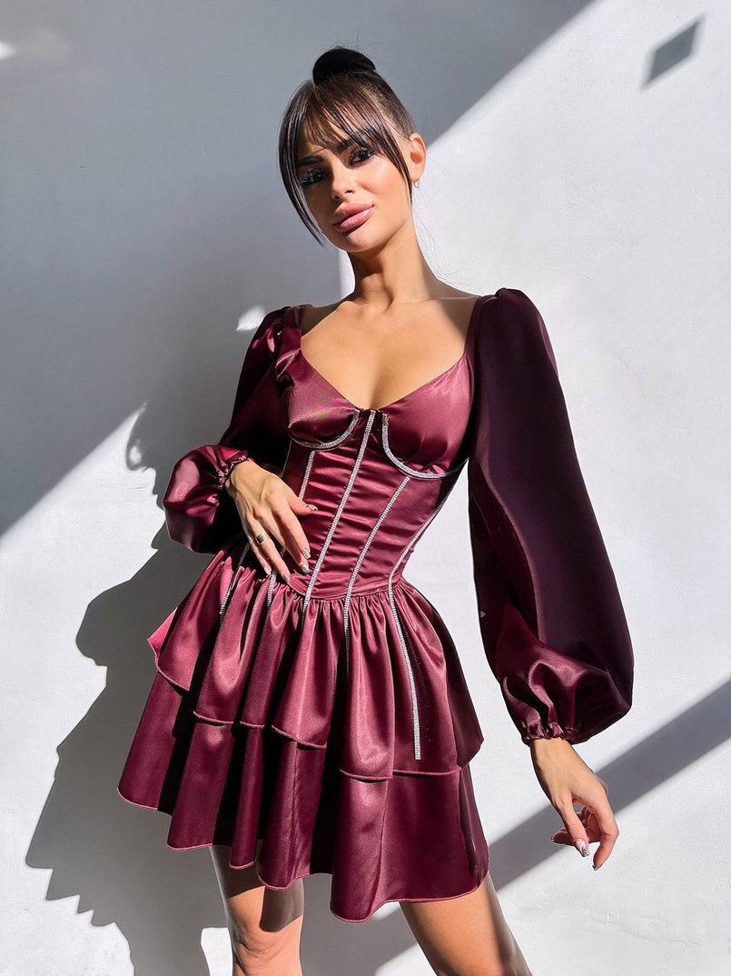 Сукня з корсетом, декорованим стразами  Ручна робота  | PUSHKA SHOP