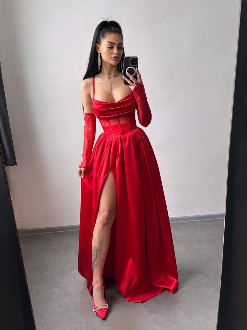 Атласний комплект: корсет + спідниця максі  | PUSHKA SHOP