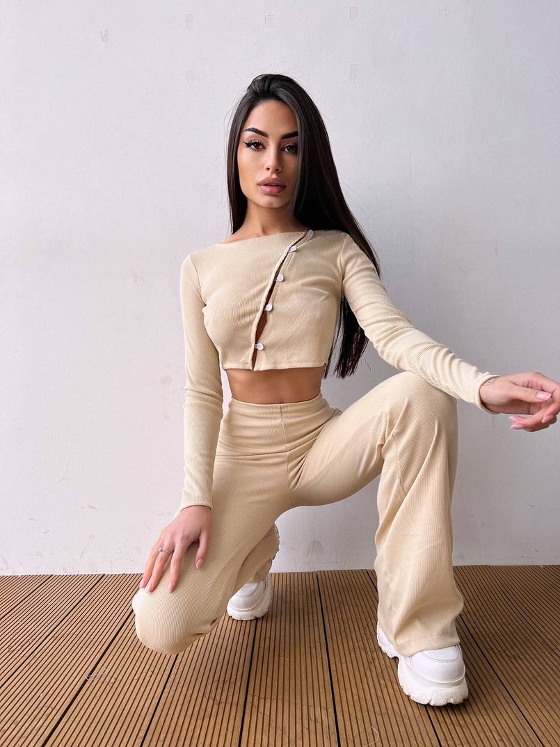 Комплект : штани кльош і топ на ґудзиках   | PUSHKA SHOP