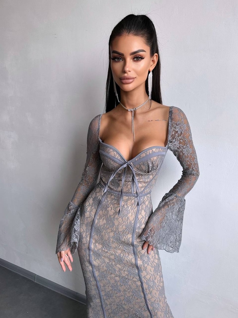 Мереживна сукня максі з чашечками    | PUSHKA SHOP