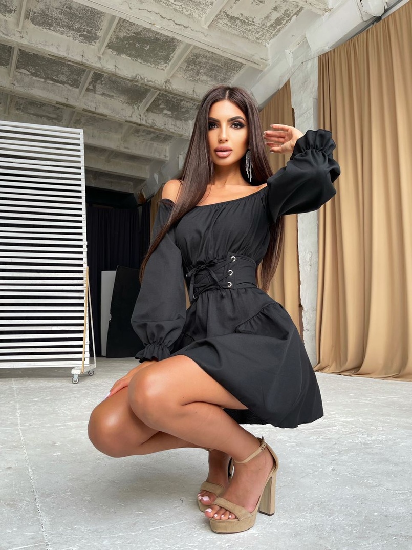 Платье из хлопка в комплекте с корсетом  | PUSHKA SHOP