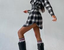 Кашемировое платье-рубашка в клетку Кашемировое платье-рубашка в клетку | PUSHKA SHOP