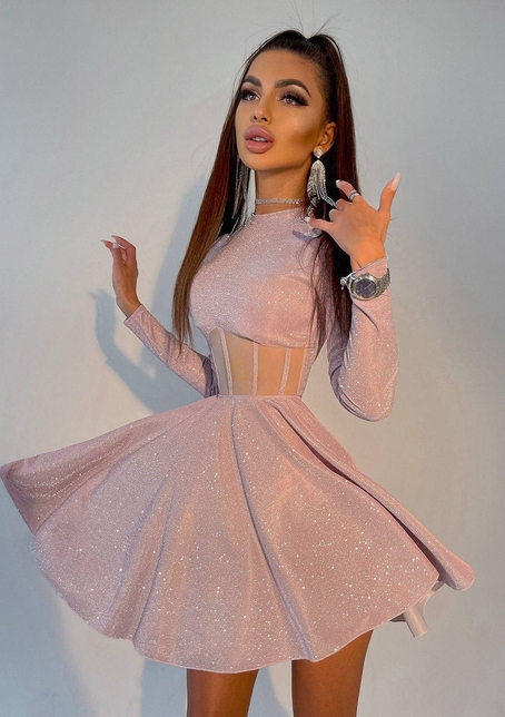 Приталена блискуча сукня з корсетною вставкою та пишною спідницею-сонцем | PUSHKA SHOP