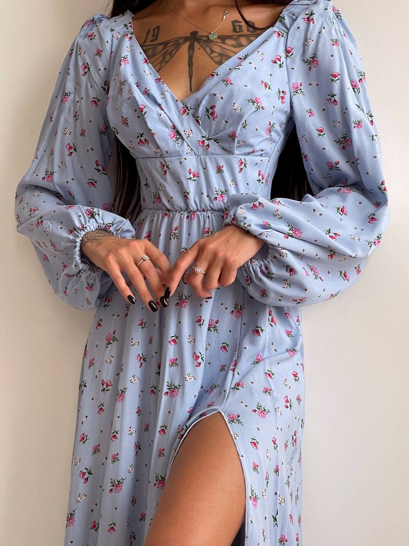 Квіткова сукня з розрізом на спідниці Квіткова сукня з розрізом на спідниці | PUSHKA SHOP