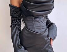 Комплект: корсет з рукавами    + спідниця міні з драпіруванням   | PUSHKA SHOP