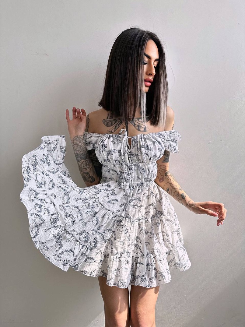 Муслинова сукня з принтом  | PUSHKA SHOP