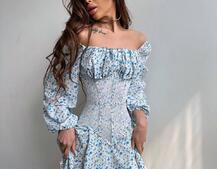 Сукня міні в квітковий принт + прозорий корсет  | PUSHKA SHOP