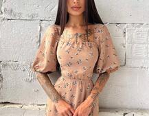 Платье миди со шнуровкой на спинке  | PUSHKA SHOP