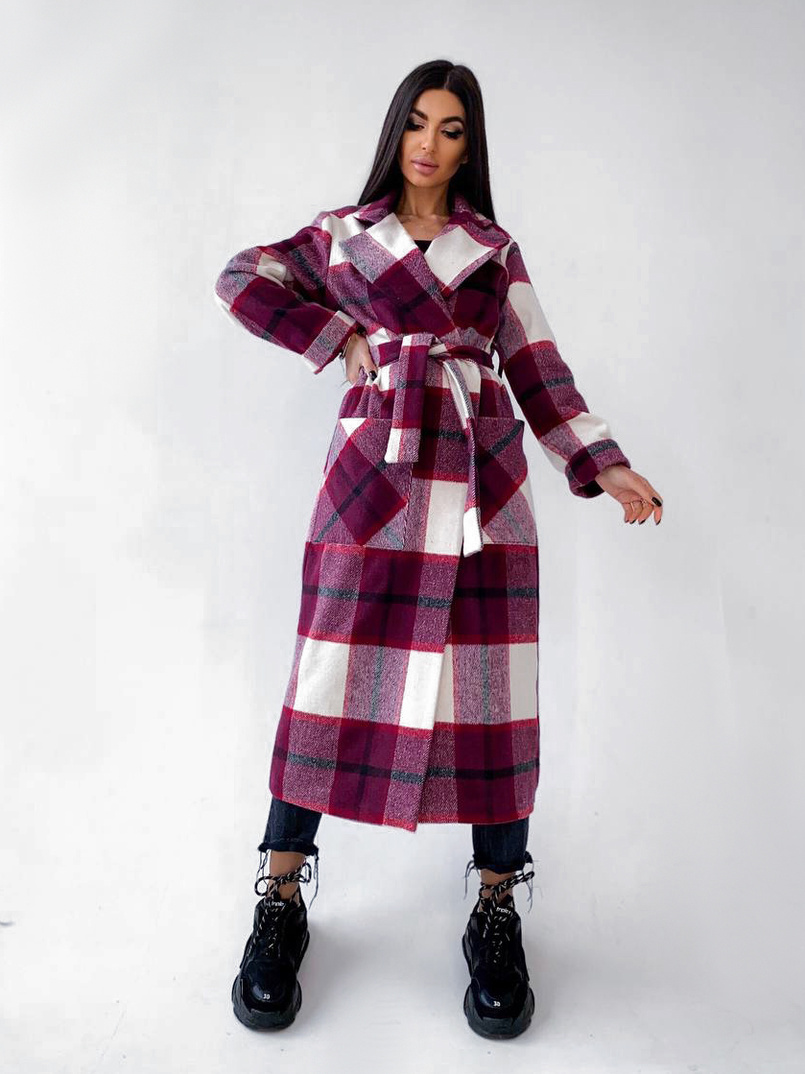 Кашемировое пальто в клетку на подкладке Кашемировое пальто в клетку на подкладке | PUSHKA SHOP