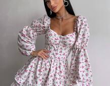 Сукня з квітковим принтом з воланами на ґудзиках  Сукня з квітковим принтом з воланами на ґудзиках  | PUSHKA SHOP