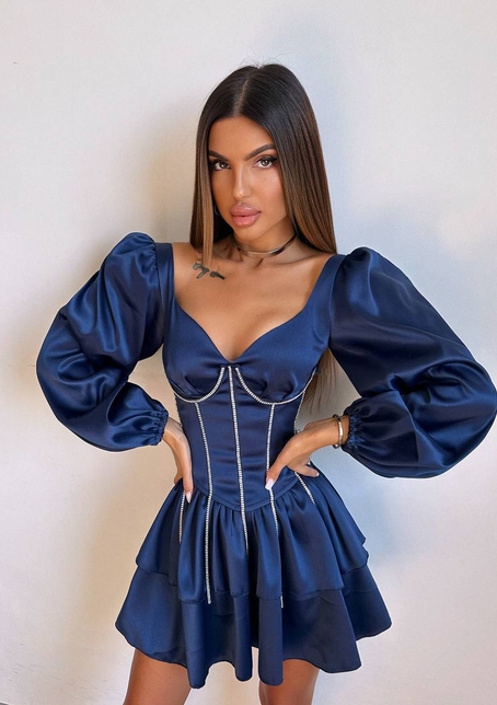 Комплект: сукня з подвійною спідницею + корсет, декорований стразами    | PUSHKA SHOP